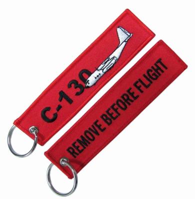 China C-130 Flight Lanyard Polyester Thread Embroidery Keychain Tag for sale