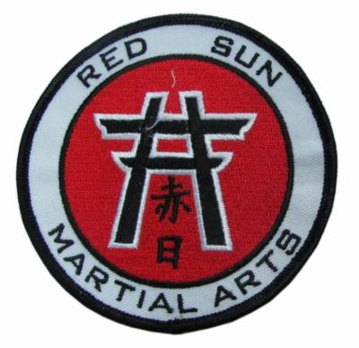 China Pantone Iron On Embroidery Patches PMS Twill RED SUN MARTIAL ARTS for sale