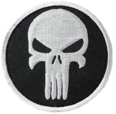 China Skull Pattern Twill Embroidered Badge Patches Merrowed Borders for sale