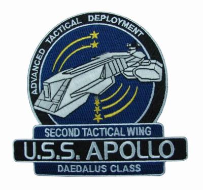 Cina Toppa 10C di USS Apollo Polyester Background Uniform Embroidered in vendita