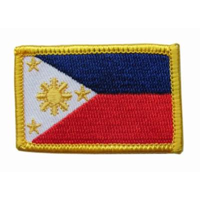 China Philippines Flag Merrow Border Embroidery Patch 9 Colors for sale