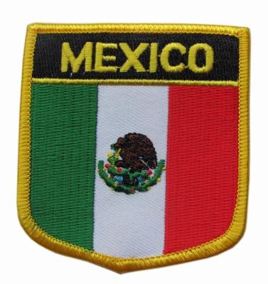 China Mexico Flag Twill Background Custom Embroidered Patch 12C Washable for sale