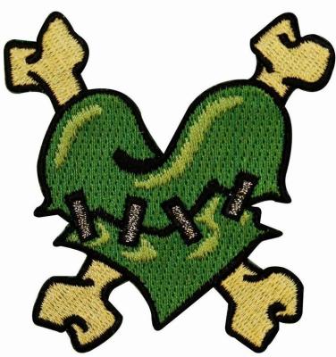 China Heart Shape Chenille 9C Iron On Embroidery Patch Reflective Background for sale