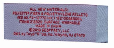 China Het naaien van Fijner Detail Geweven Etiket kleedt Geen Krimpende Grens van de Hittebesnoeiing Te koop