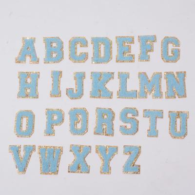 China Custom Colorful Adhesive Varsity Letter Iron On Patches Embroidery With Sequin for sale