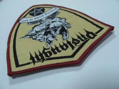 China Custom Plating Woven Label Patch Yellow Merrow Border Cool Woven Patch for sale
