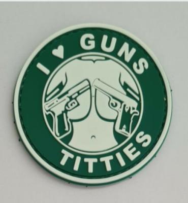 China Guns And Titties 3D PVC Starbucks Morale Patch Green Hook And Loop Morale Patches for sale