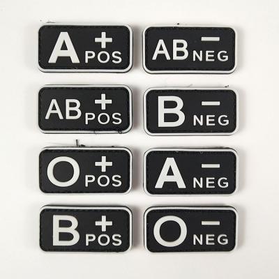 China Blood Type Patch Kit 3D PVC A+ B+ AB+ O+ Positive A- B- AB- O- Negative Rubber Fastener PVC Patch for sale