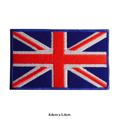 China UK Union Jack National Flag Embroidered Patch Iron on Sew On Badge for sale