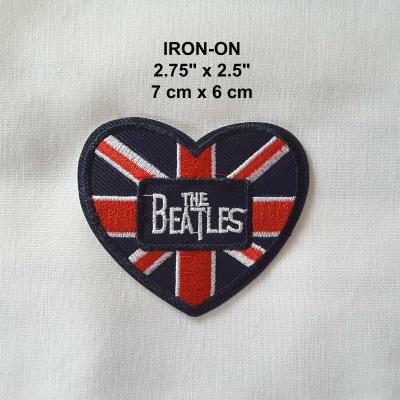 China The Beatles Badge Heart Embroidery Iron-on Music Emblem Patch UK Flag Applique for sale