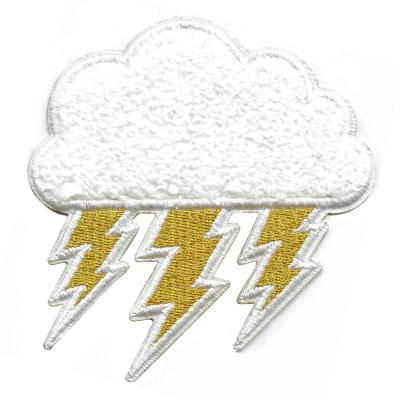 China Enchanted Chenille Lightning Cloud Patch Embroidered Iron On Patch for sale