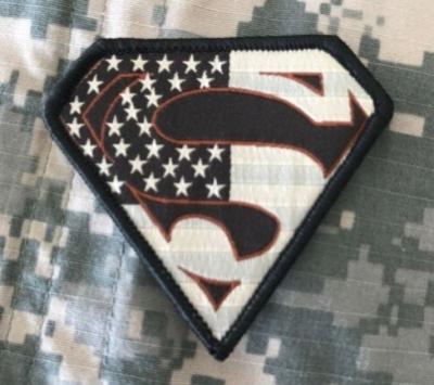China BuckUp Tactical Patch Hook Super man USA Tan Subdued Patches 2.75