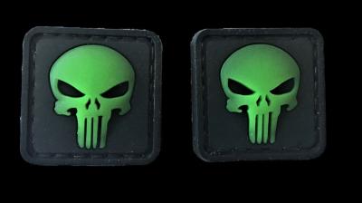 China Soft Velcro Backing Rubber Morale Patches Skull Glow In The Dark for sale