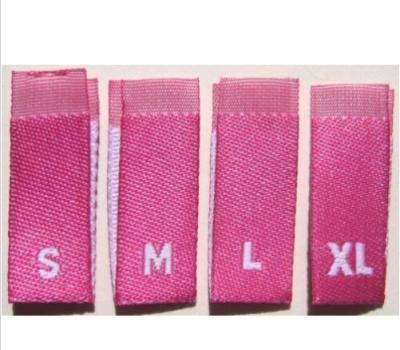 China 100 pcs HOT PINK WOVEN CLOTHING LABELS, SIZE TAGS S, M, L, XL (25pcs each) for sale