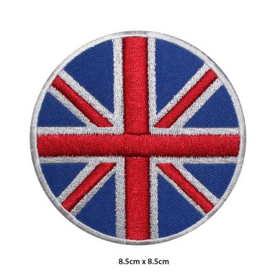 China UK National Flag Round Embroidered Patch Iron On Sew On Badge For Clothes for sale
