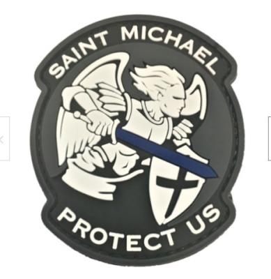 China Saint Michael Protect Us Custom PVC Morale Patches Velcro Attachment 10C for sale