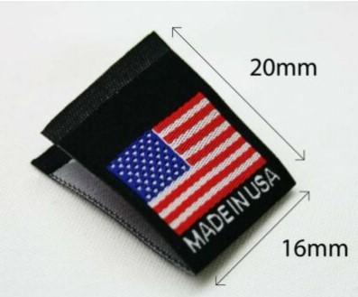 China Black American Flag Woven Labels Blue Merrow Border No Back Stabbers for sale
