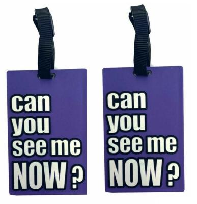 China Silicone Custom PVC Luggage Tags CAN YOU SEE ME For Name Address ID for sale