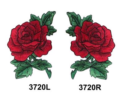 China Red Rose Flower Embroidery Sew Patch Custom Pantone Color For Clothes for sale