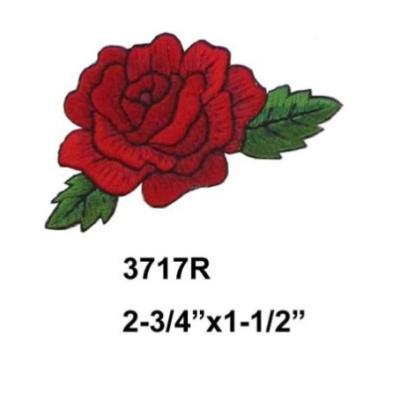 China Red Rose Flower Embroidery Patch Twill Fabric Iron On Applique Patch for sale