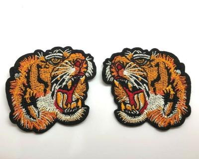 China Tiger Head Embroidery Iron On Applique Patch Handmade Twill Cotton Material for sale
