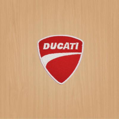 China Handmade Twill Iron On Embroidery Patch Ducati Red Patch Biker Patch for sale