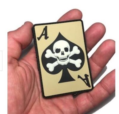China Ace Spades Skull Morale PVC Patch Pantone Color Micro Injected for sale