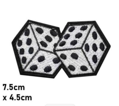 China Dice Game Clothing Embroidered Patch Heat Cut Border Cloth Patches Badge for sale