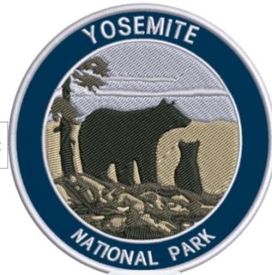 China Merrow Border Embroidery Applique Patches Twill Fabric Yosemite National Park Bears for sale