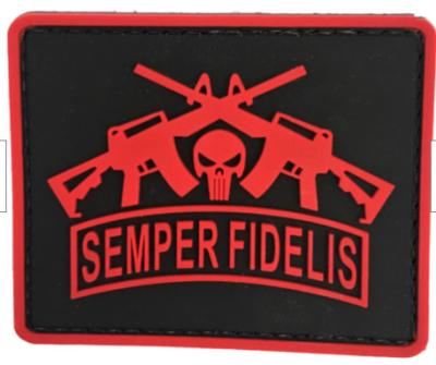China Custom Molded Soft PVC Patch USMC Semper Fidelis Marine Corps Red For Garment for sale
