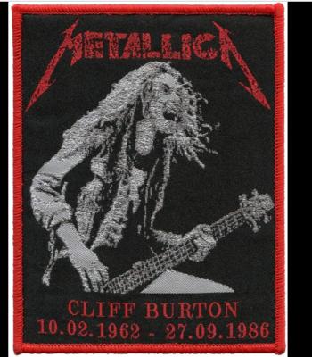 China Metallica Band Cliff Burton Iron On Woven Patch polyester 3C for Clothing for sale