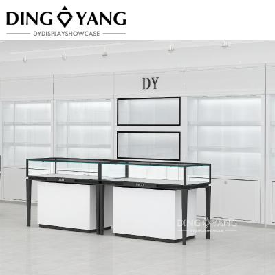 China Custom Modern Fashion Style Black White Jewellery Showcase Cabinets No Installation for sale
