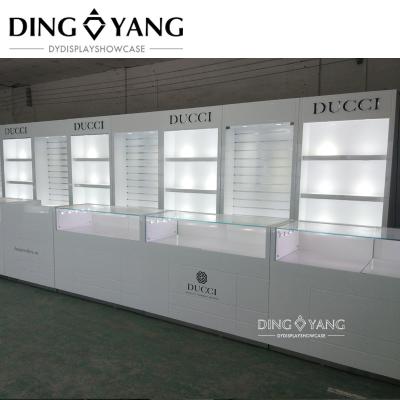 China Modern Fashion Style Full White Wood Jewelry Counter Display No Installation for sale