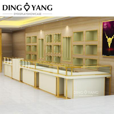 China Nice Fashion Popular Retail Gold Jewelry Display Counter DesignNo Installation for sale