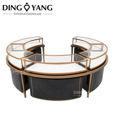 China Manufacturer Supplier, Round Center Island Fashion Custom Made Jewellery Display Cabinet, Glass Top Jewelry Showcases en venta