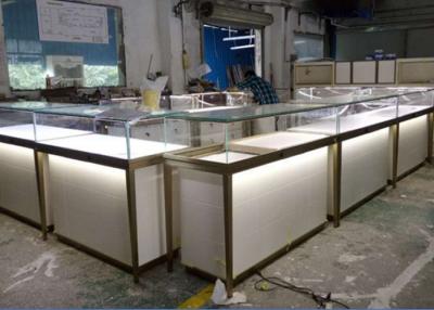 China Armario de madera muebles de joyería mostrador quiosco medio marco de acero inoxidable en venta