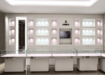 China Matte White Color Jewellery Display Cabinets With LED Lighting Decoration for sale