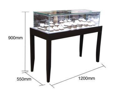 China Matte Black Color Pull - drawer Glass Table Display Counter 1200X550X900MM for sale