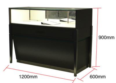 China Brush Stainless Steel Retail Glass Display Cabinets , Matte Black Jewelry Display Cases for sale