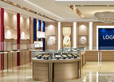 Chine Des vitrines de bijoux en laque beige simple avec SS + bois + verre + lumières à vendre