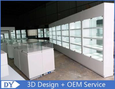 China Fashion Store Jewelry Display Cases With Tempered Glass Shinning White for sale