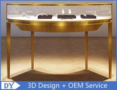 China Curve Shape Jewellery Shop Display Counters With Glass Light For Shopping Mall for sale