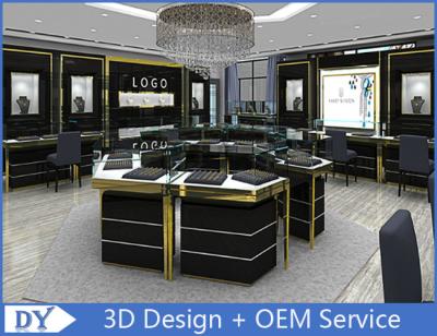 China Custom Made Mirror Black Glass Jewelry Display Cases / Retail Jewellery Display Cabinets for sale