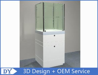 China Customized Big Size Gloss White Jewerly Display Cases With Cabinet for sale