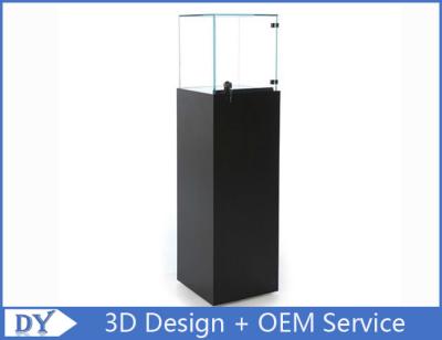 China Black Wooden Glass Free Standing Jewellery Display Cases Enclosed Storage Area for sale