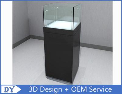 China Glossy Black Custom Glass Jewelry Display Case , Square Display Pedestals With Cabinet for sale