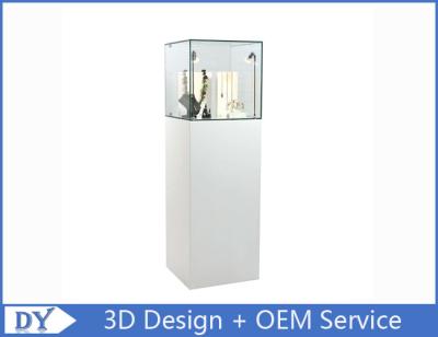 China High Gloss Shinning White Tower Pedestal Showcases With LED Spot Lights for sale