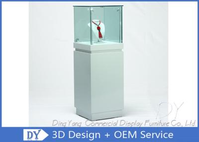 China OEM Quadrat-Weißglas-Schmuck-Display-Kästen / verriegelbare Schmuck-Display-Schrank zu verkaufen
