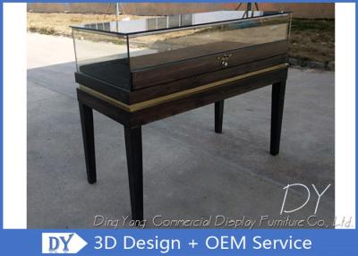 China Black Wooden Custom Glass Display Cases , Exhibition Display Counter‎ for sale