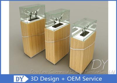 China Durable Wooden Veneer Glass Jewelry Display Case / Exhibition Display Stands for sale